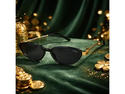 FENDI Gold and black Sunglasses