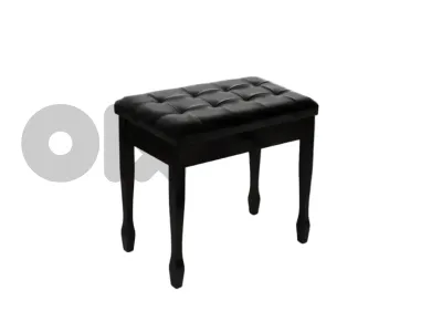 Black Tufted Piano Bench With BookCase