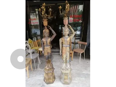 تمثال لمبادير خشب طبيعي صلب حفر اليد عدد٢