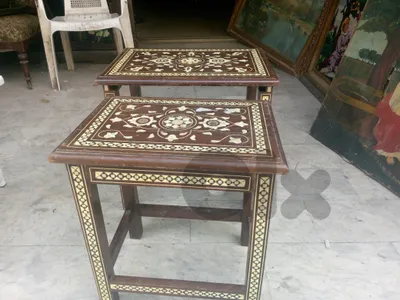 طاولة مصدفة شغل يدوي طبيعي عدد2