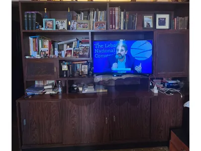 Bibliotheque with built-in TV unit