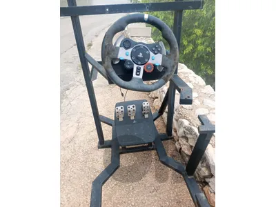 Racing Simulator Cockpit with Logitech Steering Wheel & Pedals