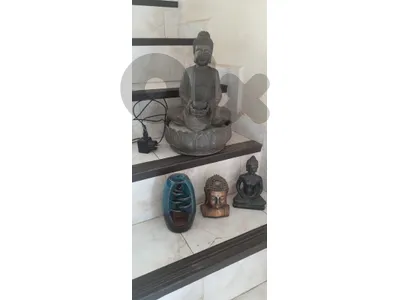 Buddha Statue Set & Ceramic Backflow Incense Burner | Zen Home Decor