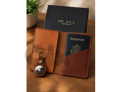 Mr. Julz Leather Passport Holder Set | Passport Holder with AirTag