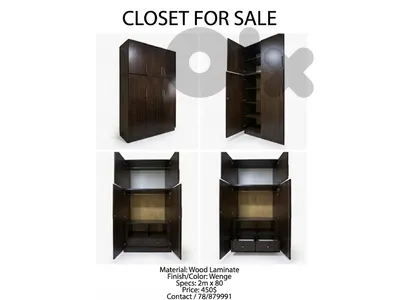 Modern 3-Door Closet - Wenge Wood Laminate (2m x 80cm)