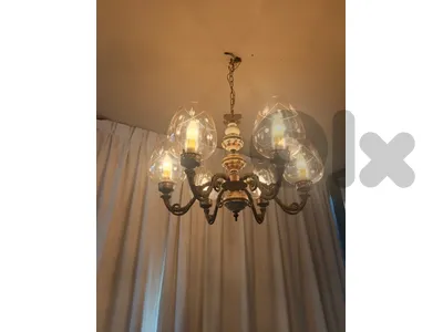 chandelier brass 6 lampes