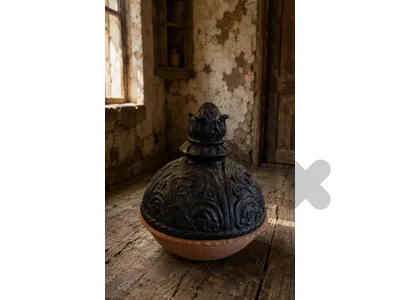 Moroccan Terracotta Tagine / Vessel طاجين فخاري مغربي مزخرف – قطعة فنية موقعة باسم (البيك)