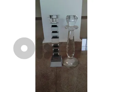 Luxury Crystal/Glass Candlestick Pair – Geometric Block & Villeroy & B