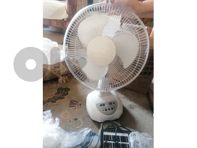 Fan with lanps and rechargeable on solar panel