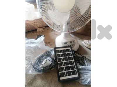 Fan with lanps and rechargeable on solar panel