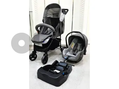 Stroller with portable car seat and its base also high chair