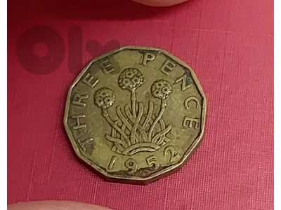 England 1952 king George VI 3 Pence 12 sided coin