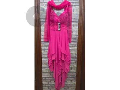 Elegant Fuchsia Evening Dress with Matching Shawl