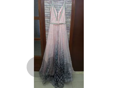 Blush Pink & Silver Embellished Evening Gown (Never Worn)