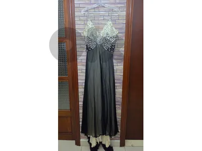 Black & Ivory Embellished Evening Gown (Never Worn)
