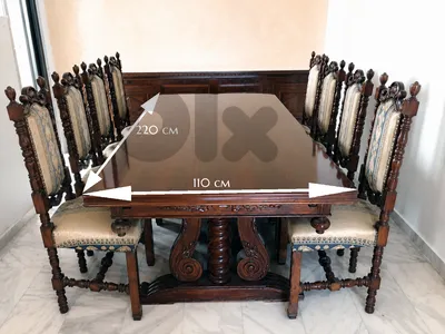 Elegant Solid  Wood Dining Room Set + 8 Chairs + Large Sideboard