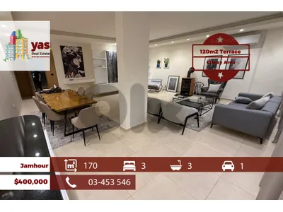 Jamhour 170m2 | 120m2  Terrace | Prime Location | Calm Street | OH