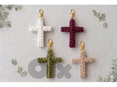 handmade macrame cross Keychain