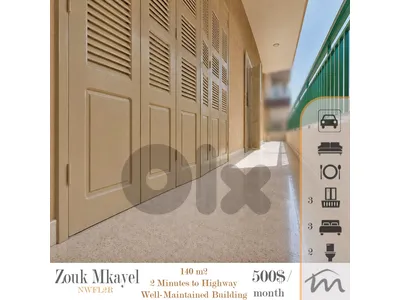 Zouk Mkayel | Prime 140m² Rental | 2 Minutes to Highway | 3 Balconies