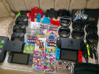 Nintendo Switch and games with accessories