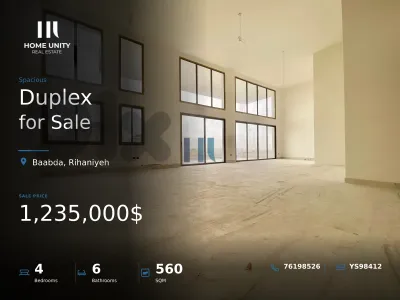 spacious duplex for sale in Rihaniyeh, Baabda