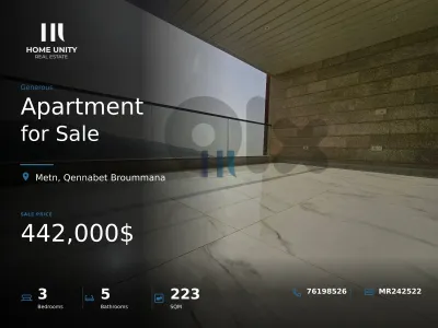 luxurious apartment for sale in matn - Qennabet Broummana