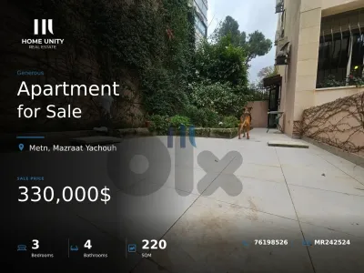 luxurious apartment with terrace for sale ine Mazraat Yachouh, Metn