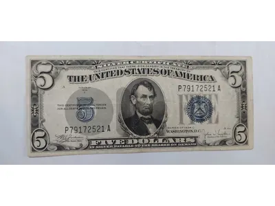 Five USD Silver  Banknote Certificate year 1934