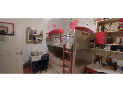 3 beds- 2 desks- shelves
