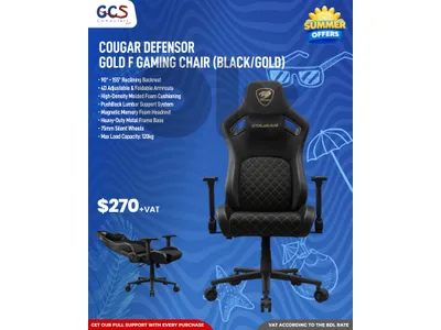 Cougar Defensor Gold F Gaming Chair (Black/Gold)