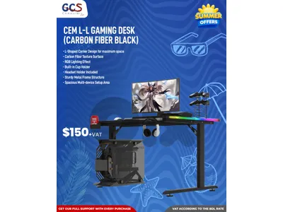 CEM L-L Gaming Desk (Carbon Fiber Black)
