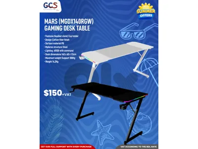 Mars (MGDX140RGW) Gaming Desk Table