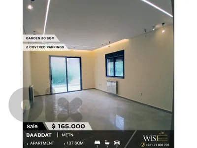 137 SQM Apartment with Garden for SALE in Baabdat – Mar Moussa!