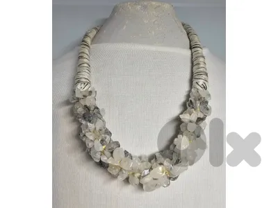 10$ white FungiStudio crystal chips stone necklace