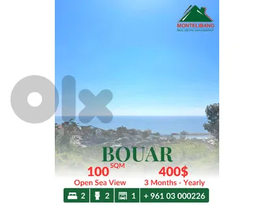 100 sqm Apartment For Rent in Bouar بوار with Open Sea View