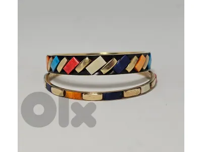 2 bangles brass inlay multi color bracelet 8$