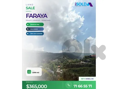 1600 m2 land-open mountain view 4sale in Faraya- AM66.L.134