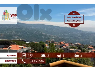 Ajaltoun 175m2 | Fully Furnished | Panoramic View | Prime LocatIon|WA