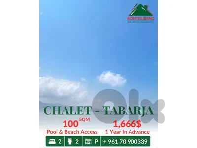 100 sqm Chalet Duplex For Rent in Tabarja طبرجا + Pool & Beach Access