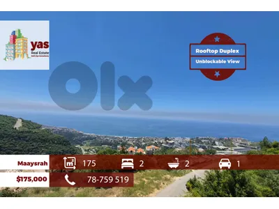 Maaysrah 175m2 | Rooftop Duplex | Calm Area | Prime Location | MCH