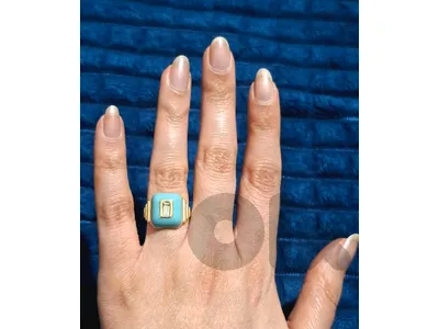 Gold-plated Turquoise Enamel Ring