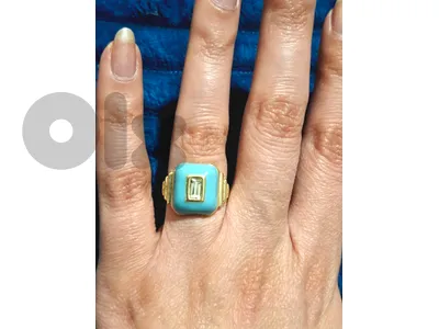 Gold-plated Turquoise Enamel Ring