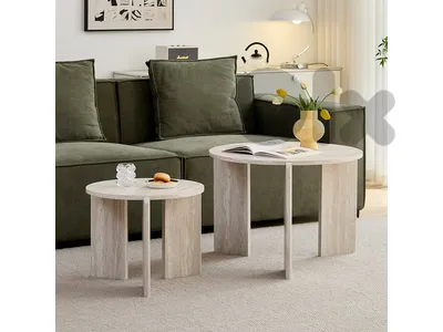 Round Nesting Coffee Tables Set of 2 for Living Room,