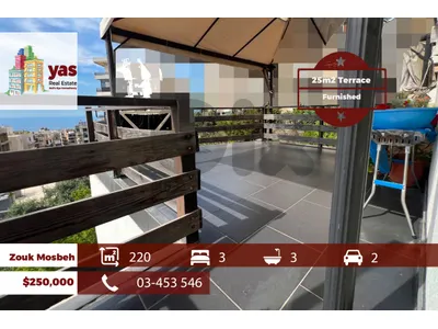 Zouk Mosbeh 220m2 | 25m2 Terrace | Sea View | Furnished | EH/RH