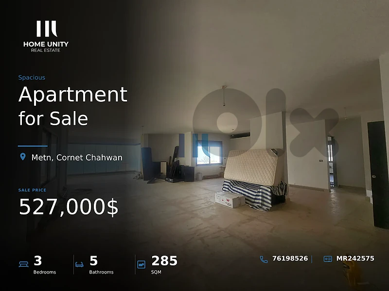spacious apartment for sale in Cornet Chahwan, Metn