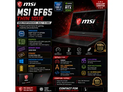 MSI GF65 Thin 10UE | i7 | RTX 3060 | 16GB RAM
