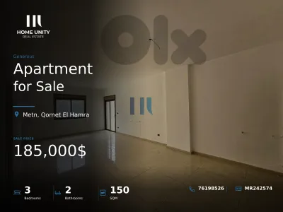 Apartment for Sale in Ain Aalak, Metn