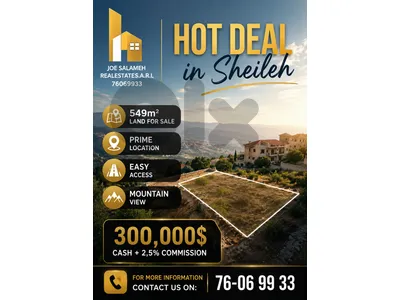 Catch Land for sale in Sheileh 1min from highway Mountain View 300,000$cash/سهيله