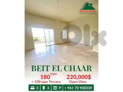 180 sqm Apartment For Sale in Beit El Chaar with 100 sqm Terrace