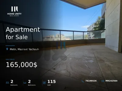apartment for sale in Mazraat Yachouh, Metn